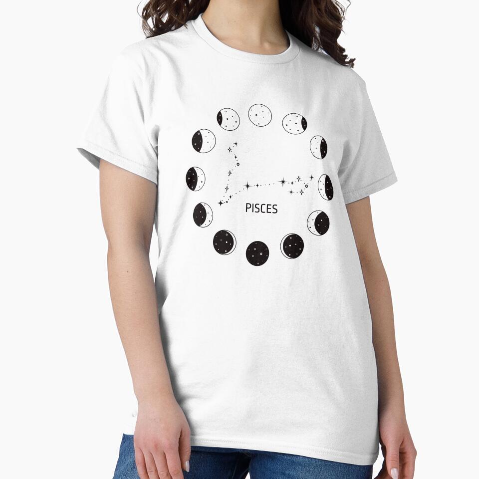 Moon phases and zodiac constellation Pisces by MonochromeEcho