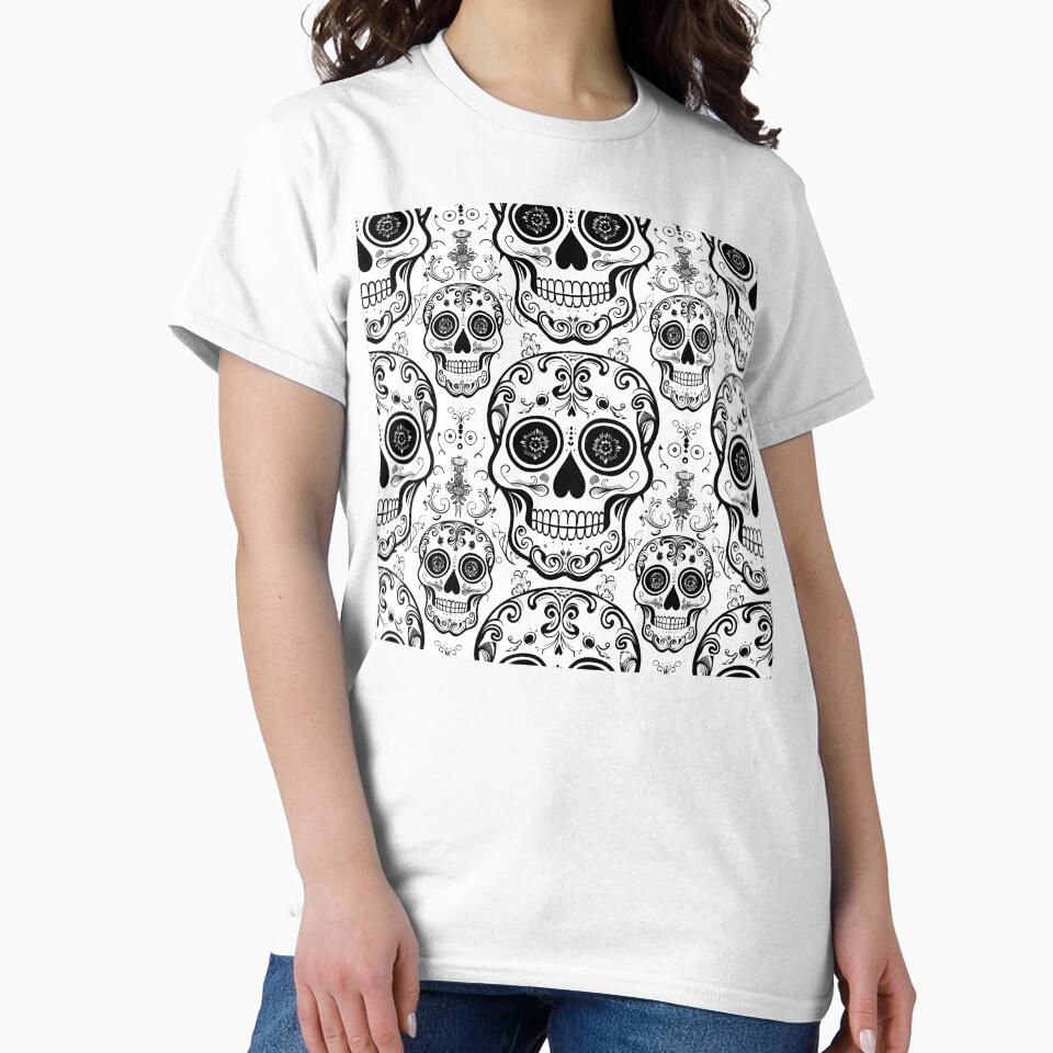 sugar skulls seamless background canvas pattern by dcrc