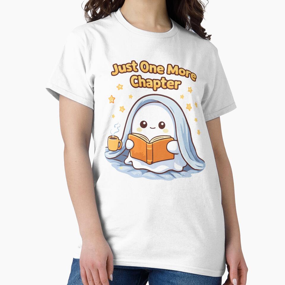 Just One More Chapter – Cute Ghost Reading Book Kawaii Sticker by Ben-Biga