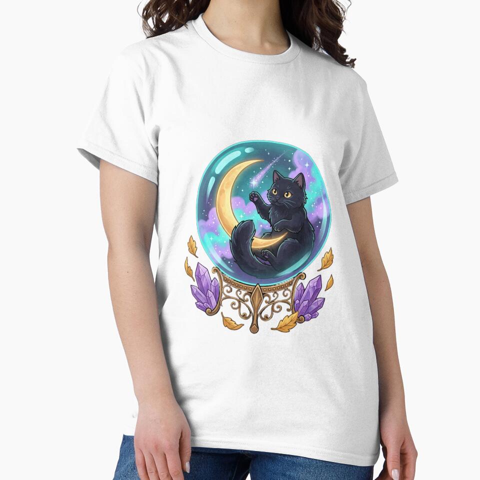 Playful Mystic Cat Crystal Ball Shirt by HappyCuteCat