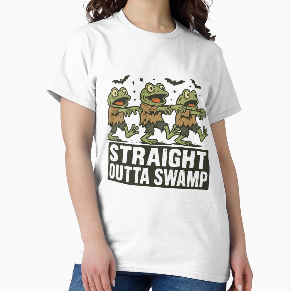 Cute Halloween Ghost Frog Shirt, Straight Outta Swamp by flory-baff-mint