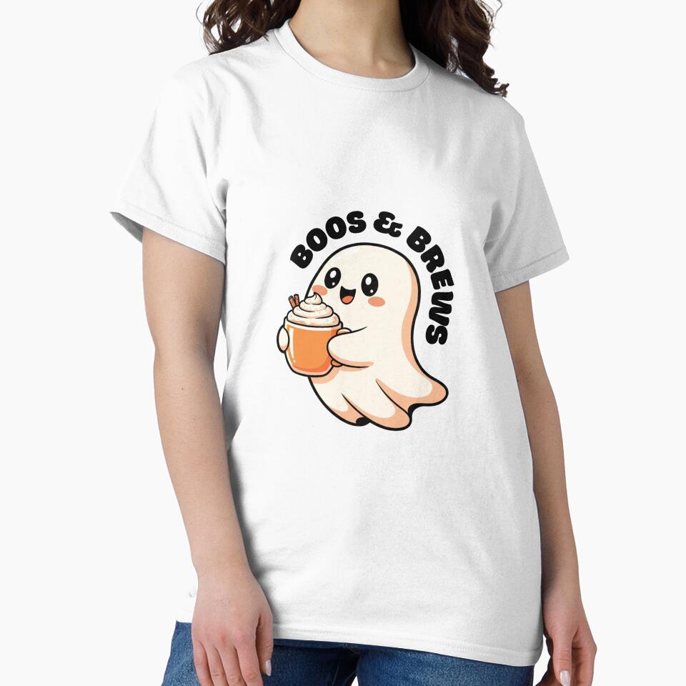 Cute Ghost with Coffee – Cozy Halloween Design by Rank Sol