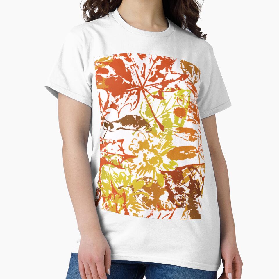 Falling autumn leaves multicolor art by cutecrazytshirt