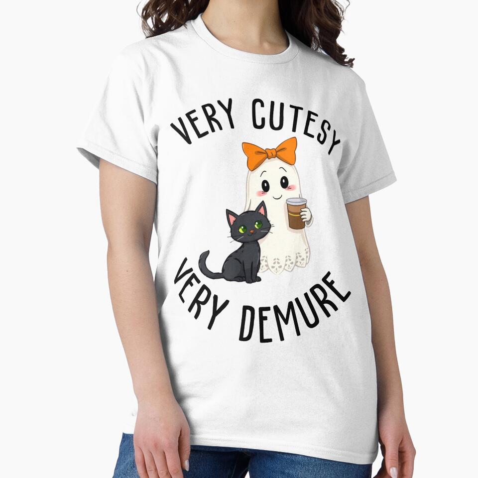 Very Cutesy Very Demure Ghost with Coffee and Black Cat by gillys