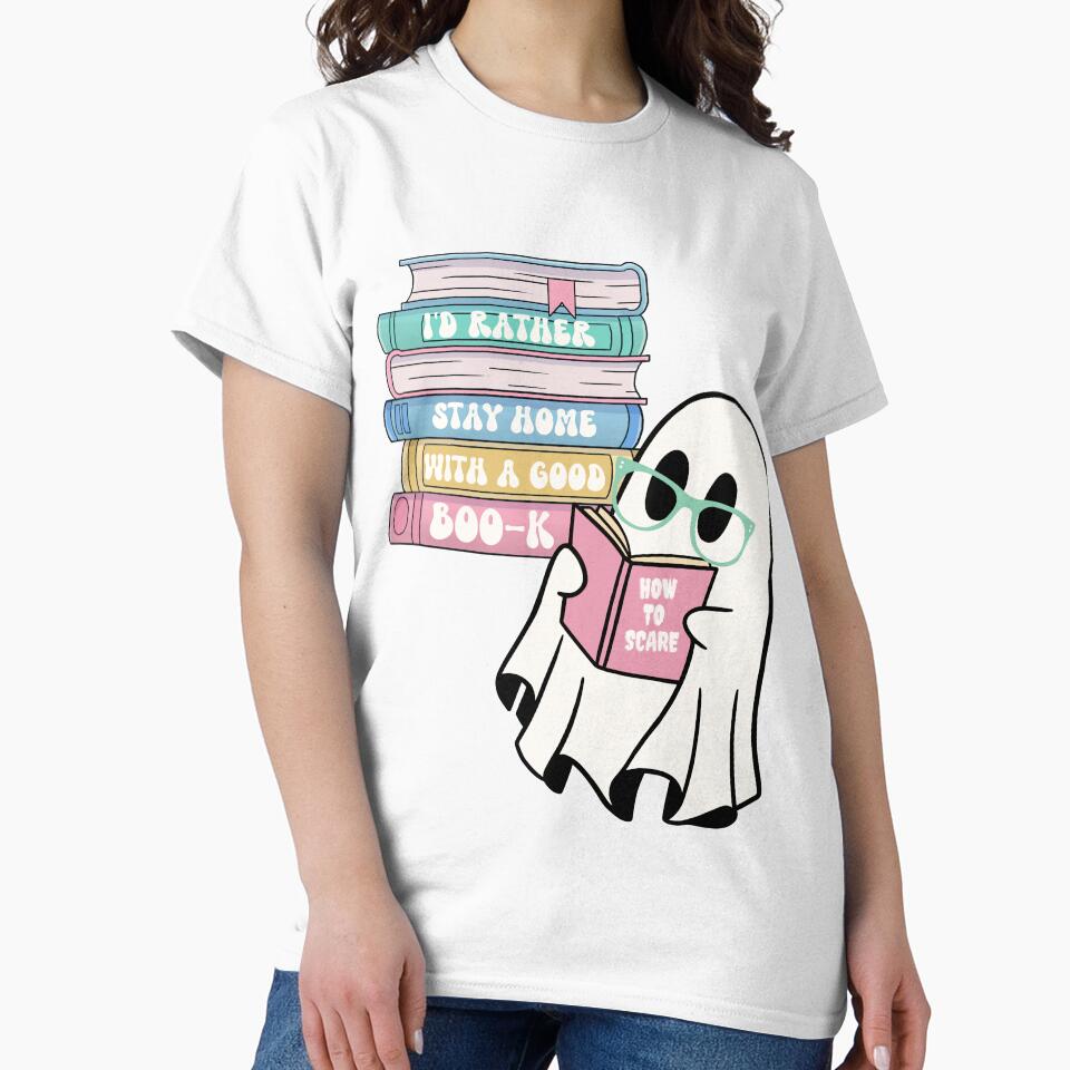 I'd rather stay home with a good Boo-k. Nerdy Ghost by Fr0mtheMachine