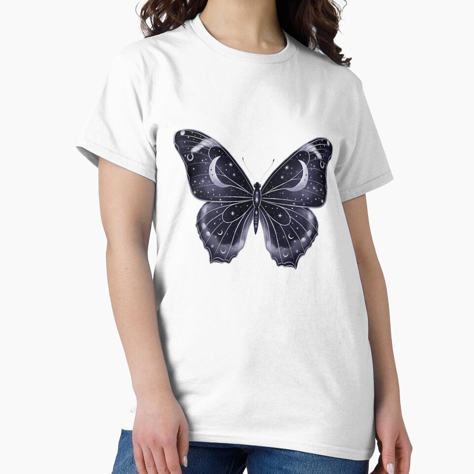 Butterfly With Stars And Moon Pattern On Wings Mystical by pumsquare