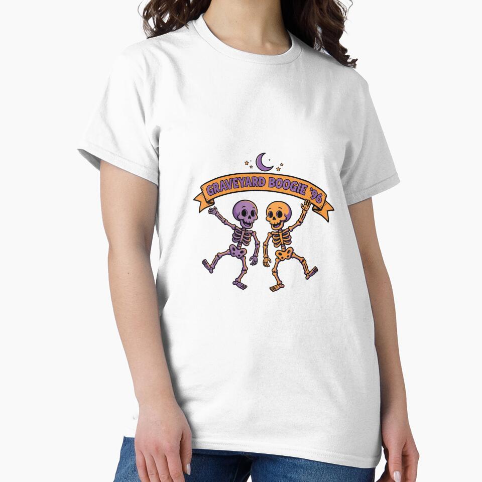 Graveyard Boogie '96 — Dancing Skeletons Retro Halloween Shirt by To Err Is Human