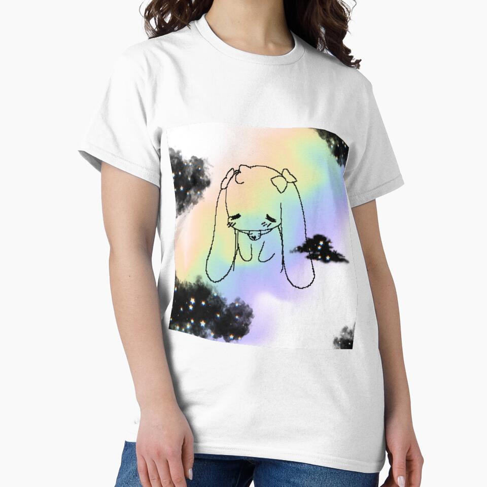 KAWAII Pastel Black Star Clouds Sad Bunny by 7designsbynature