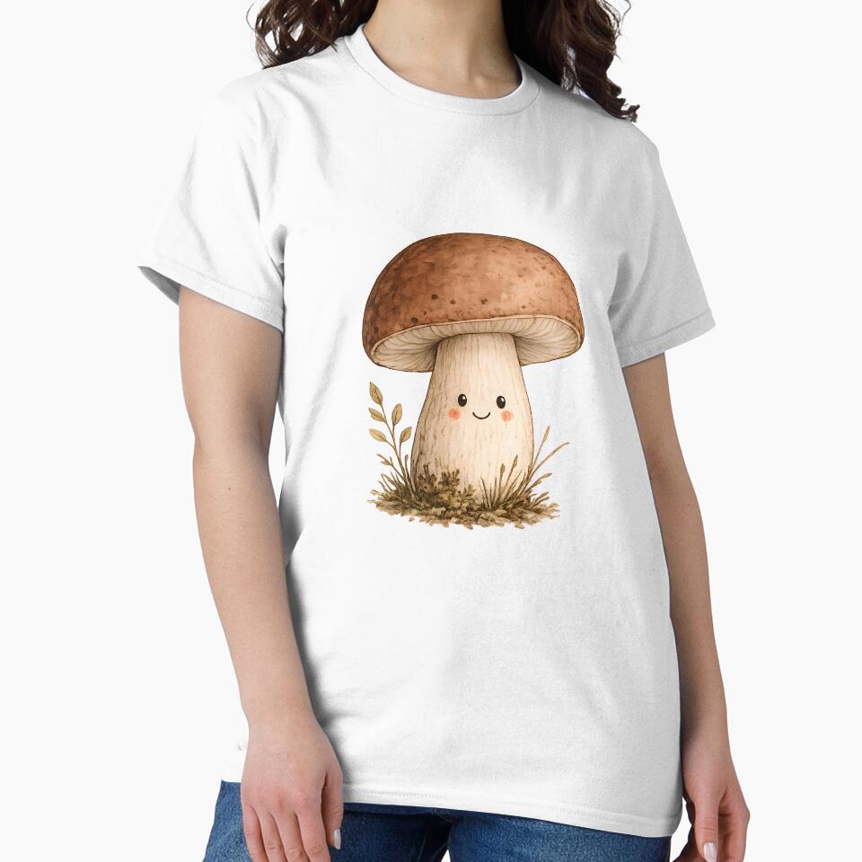 Cute Woodland Mushroom | Adorable Kawaii Forest Mushroom Watercolor Design by KAM-KAM-STORE