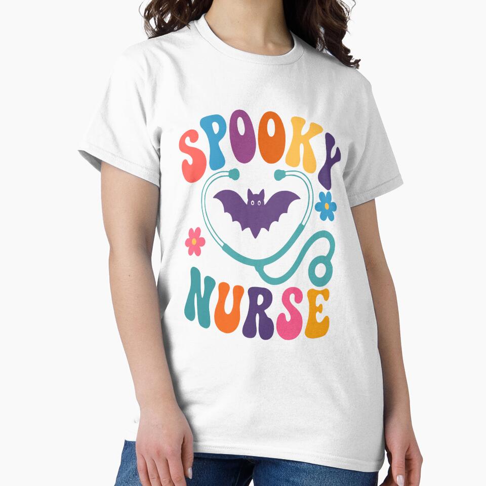 Spooky Nurse Retro Halloween Groovy Stethoscope Gift by Glotify