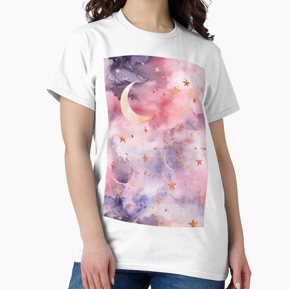 moon and stars Magical Pastel Pink Celestial Sky with Stars Moon and Planets by She was a  Dreamer...