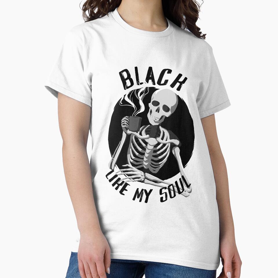 Skeleton Drinking Coffee - Black Like My Soul by Ric Gilar