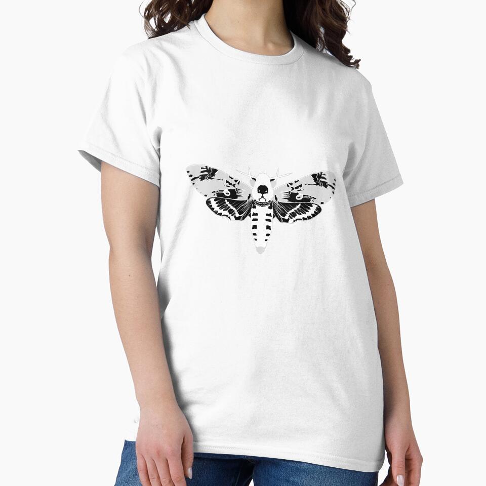 black and white inveted detailed death hawk moth by Moth-Oak
