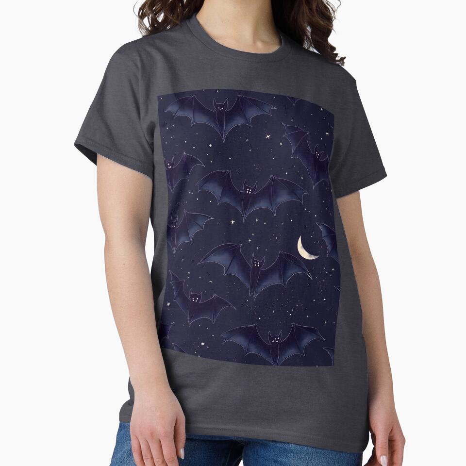 Dreamy Bats in Night Sky - Minimalist Vector Art by Soul-Sparks