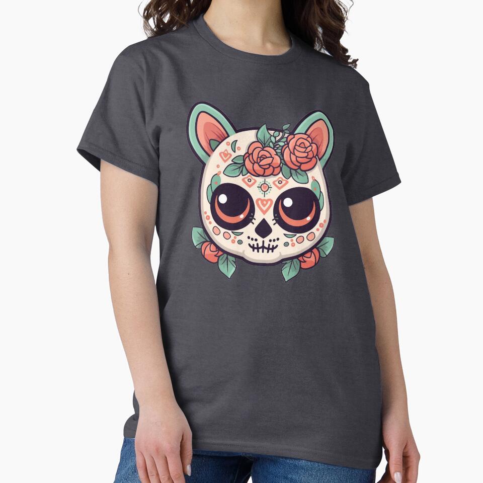 Cat Sugar Skull Cute Kitty Kitten Cat Cinco de Mayo Cat Sugar Skull Halloween by EmilyFNM3D