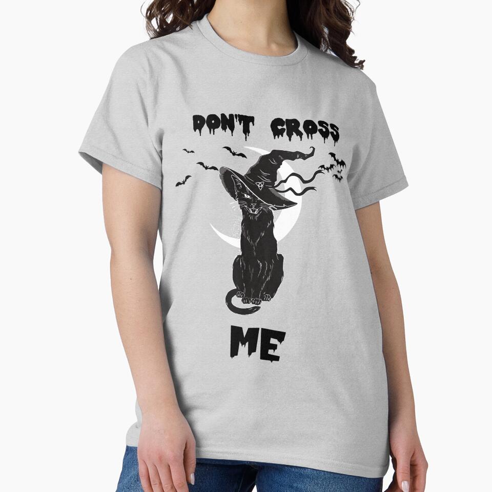 Scary Black Cat Don't Cross Me Funny Halloween by R&BApparel