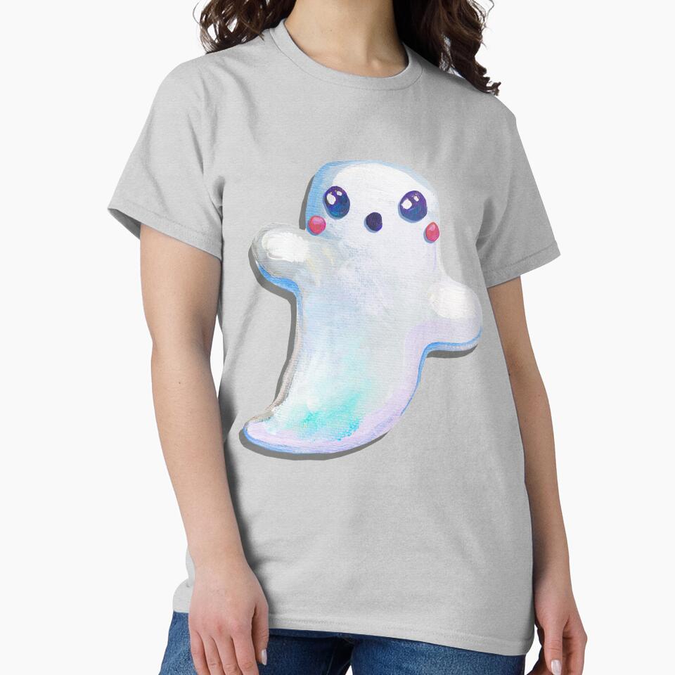 Boo! Cute and Creepy Hand Painted Kawaii Ghost by RobertPhelpsArt
