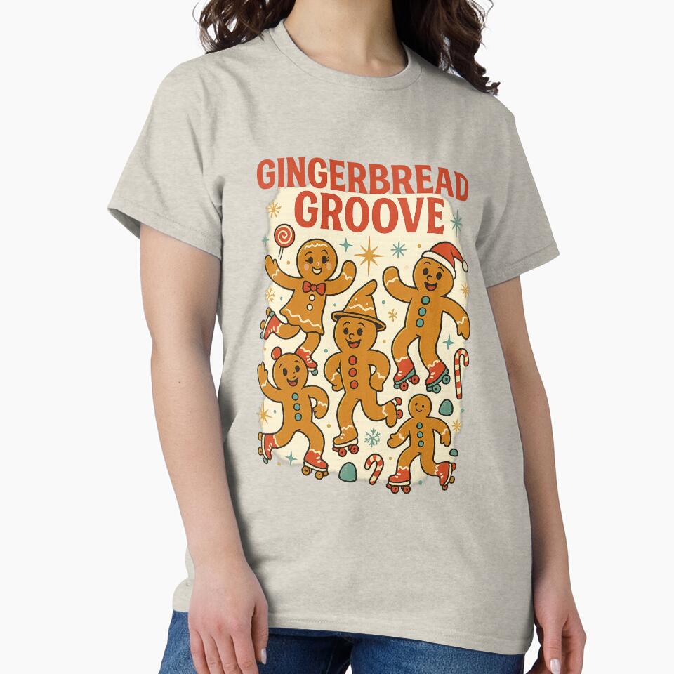 Gingerbread Groove – Retro Cookie Skate Crew Funny Mid Century Christmas Design by FluffyCreative