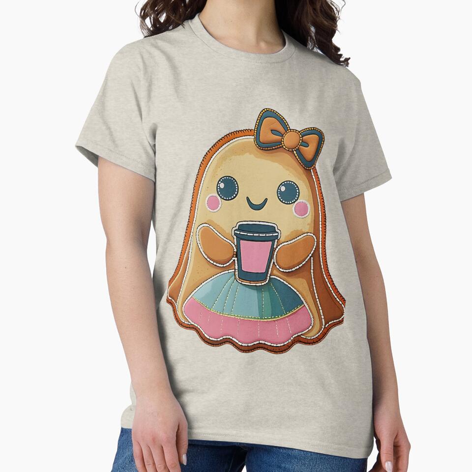 Adorable Ghost Girl with Bow and Coffee by ArtDesignTp