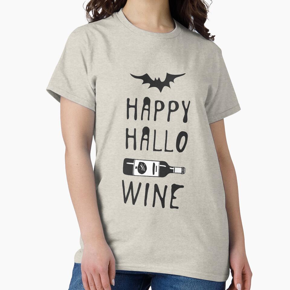 Happy Hallo Wine Funny Halloween Party Gift For Men And Women by Dadjokes Co