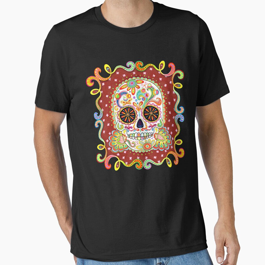 Colorful Day of the Dead Sugar Skull Shirt by Thaneeya McArdle
