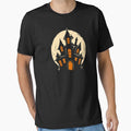 Haunted House Silhouette – Full Moon Halloween Art by Stinky Lincy's Apparel Company