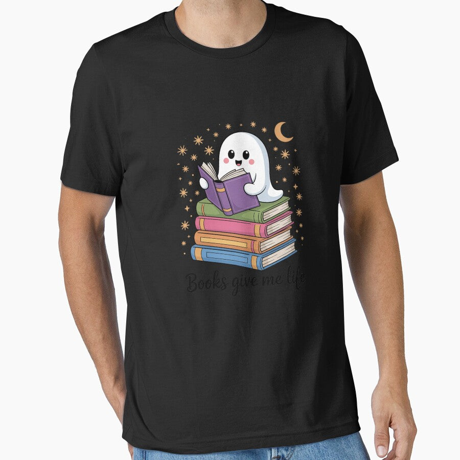 Ghost Reading Books Bookish Literary Girl Halloween by BubblePancake