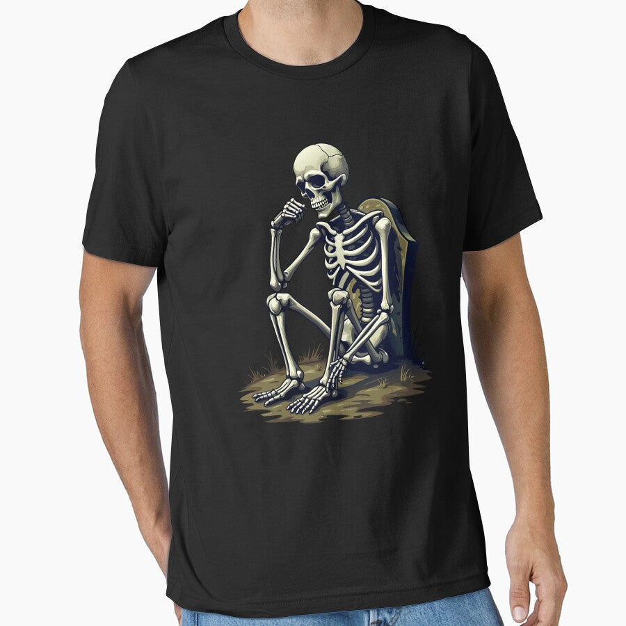 Funny Skeleton Waiting For Halloween Design by MimsTees