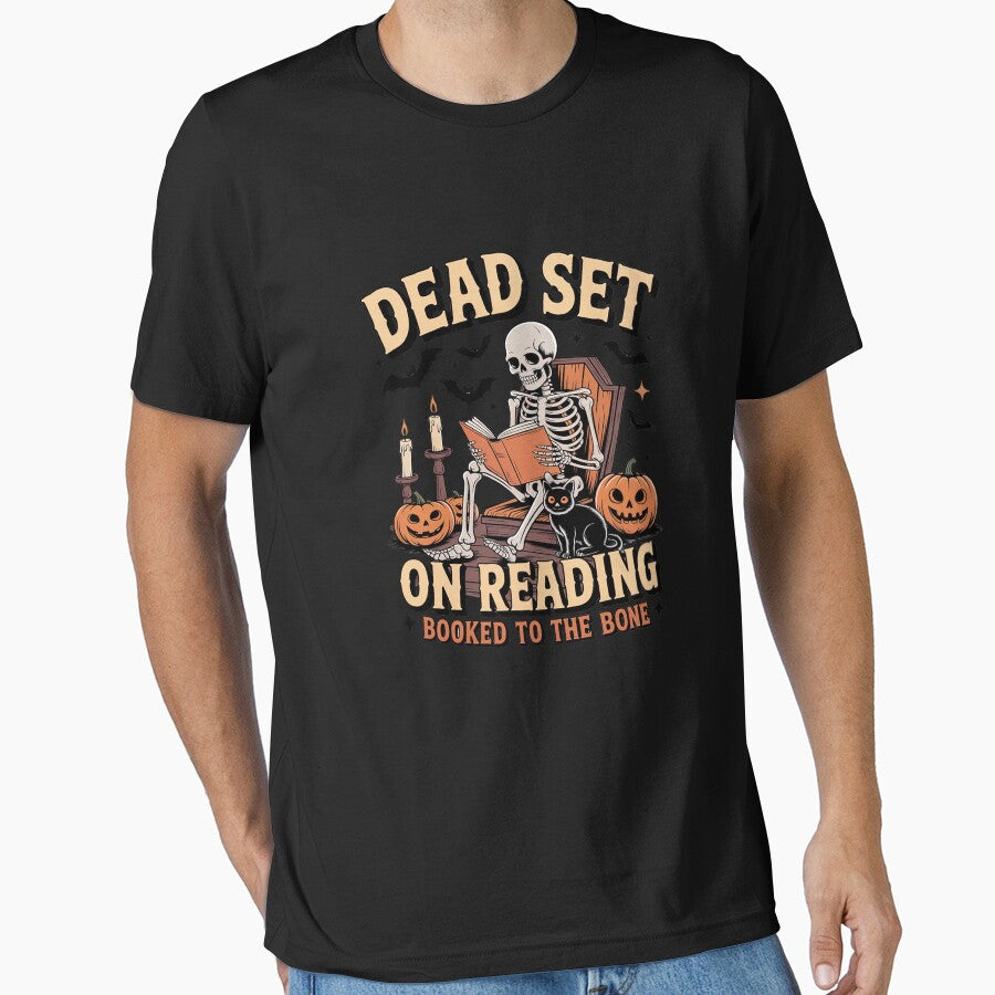 Book Dead Set On Reading Skeleton Halloween Bookish by SnackPAC