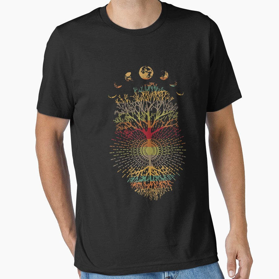 Phases of the Moon Retro 60's 70's Vibe Tree of Life by shannange