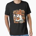Cute Ghost Reading Books Pumpkin Autumn Halloween Vibes by Nalin-Design
