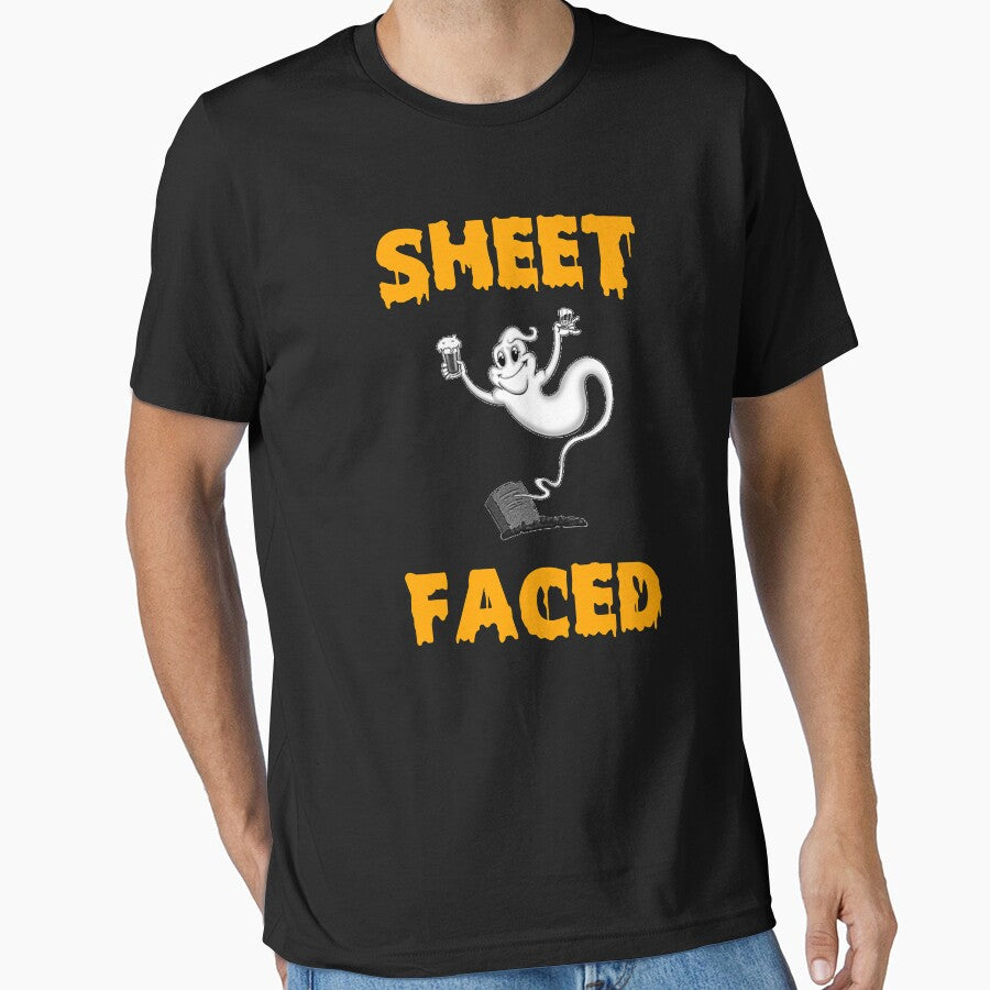 Sheet Faced Funny Drunk Ghost Halloween Shirt by Galvanized