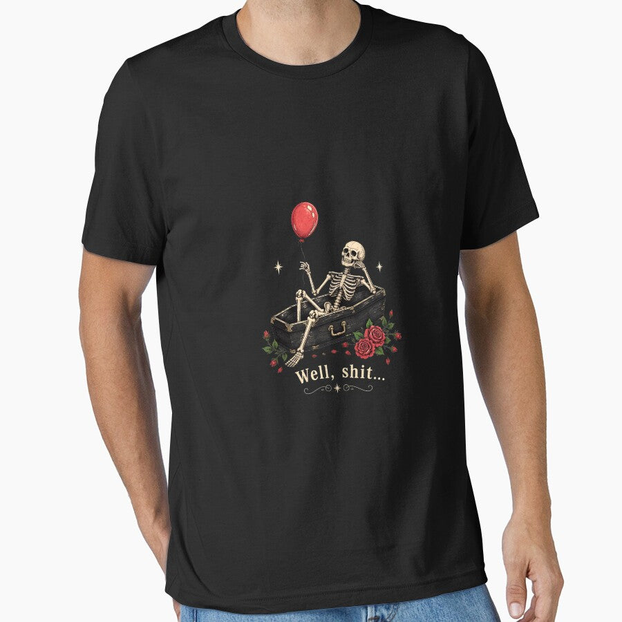 Skeleton Holding Balloon Well Shit Funny Roses by felixpalette