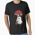 Cute Ghost Mushroom Umbrella in Rain Spooky Cute Halloween by CF_VintageDesign