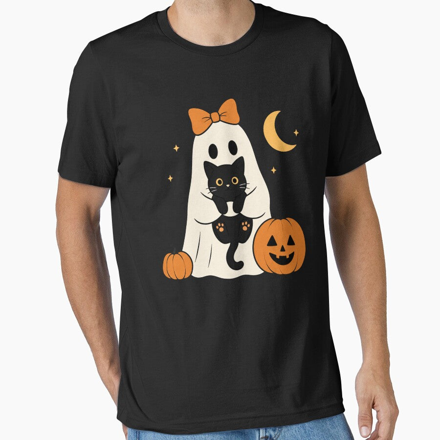 Ghost Holding Black Cat funny halloween by Kladhadredo