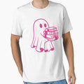 Neon Pink Ghost with Books – Spooky Cute Academic Aesthetic by DamianRoy88