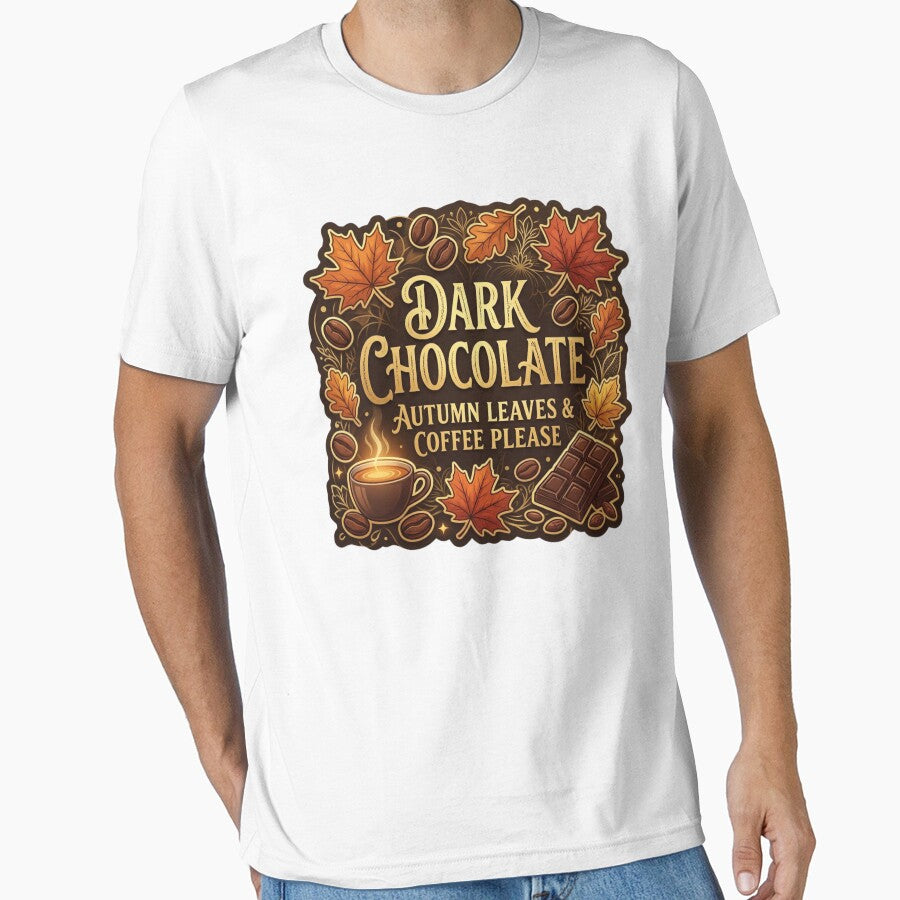 Dark Chocolate Autumn Leaves and Coffee Fall Season Slogan by KreatoLab