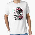 Valentines Day Skeleton Drinking Coffee Skeleton Heart Valentines Day Cool Bones Love T-Shirt by MAPDDesigns
