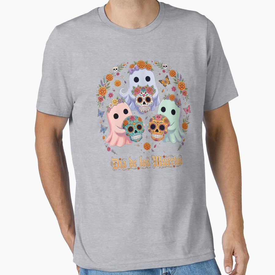 Dia de los muertos Cute Boo and skull paint day of the dead mexican by Yellowriversss