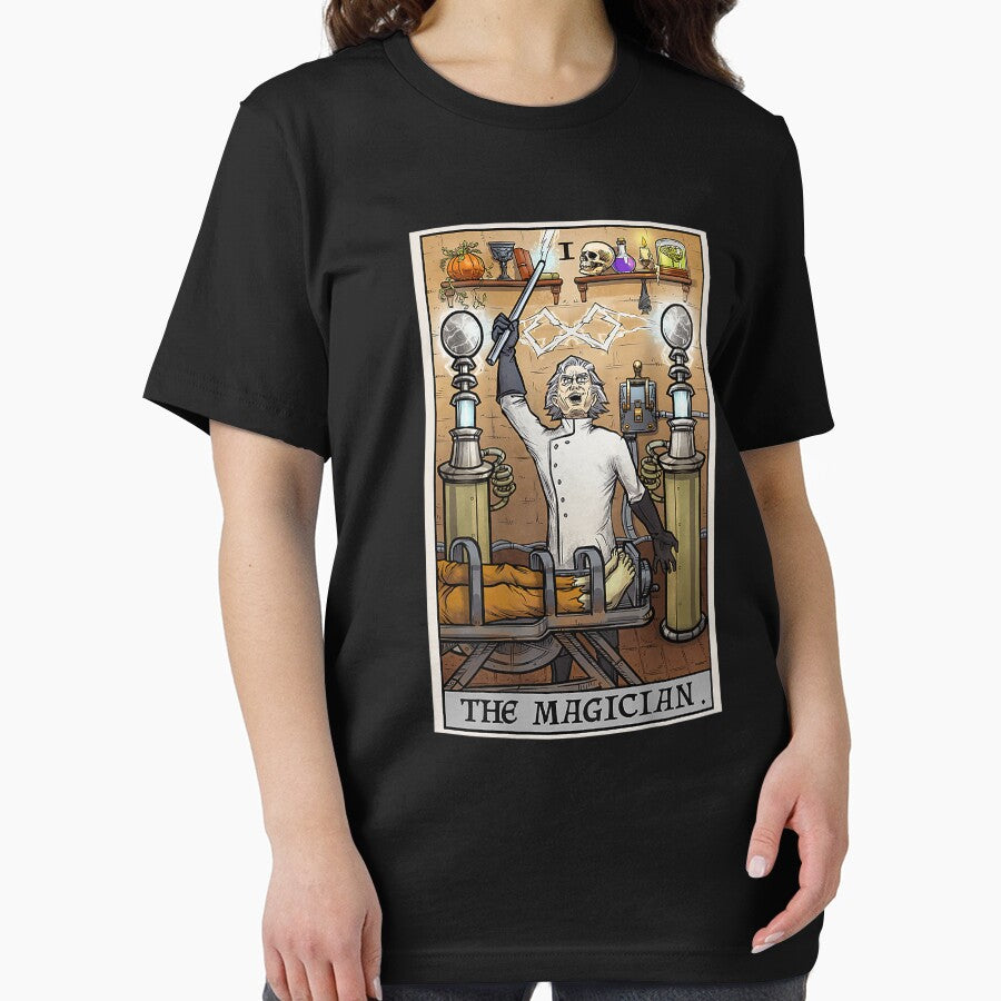 The Magician Tarot Card Halloween Mad Scientist Back Print T-Shirt by BoeselLiesel