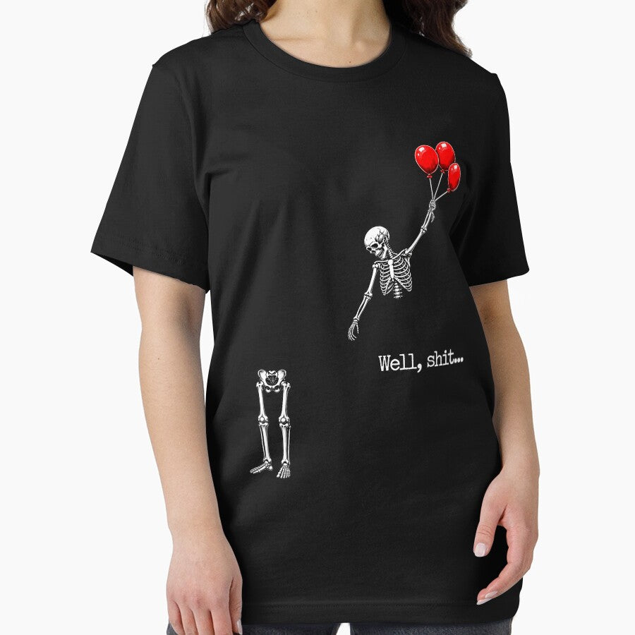 Well Shit Funny Skeleton Flying with Red Balloons by thefirstbroo