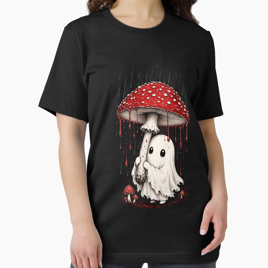 Cute Ghost Mushroom Umbrella in Rain Spooky Cute Halloween by CF_VintageDesign