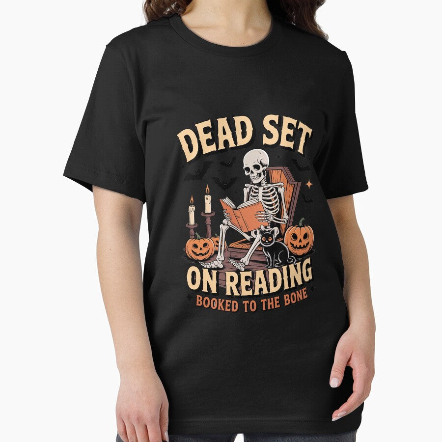 Book Dead Set On Reading Skeleton Halloween Bookish by SnackPAC