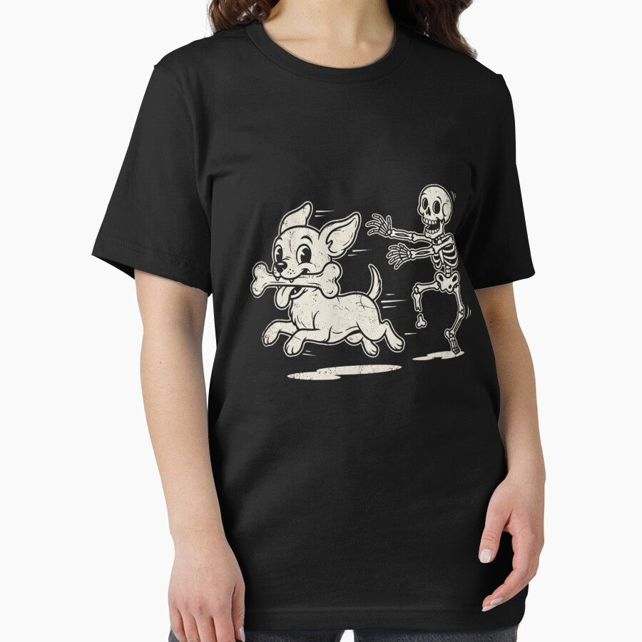 Funny Skeleton Chasing Chihuahua Dog With Bone Vintage Halloween by CF_VintageDesign