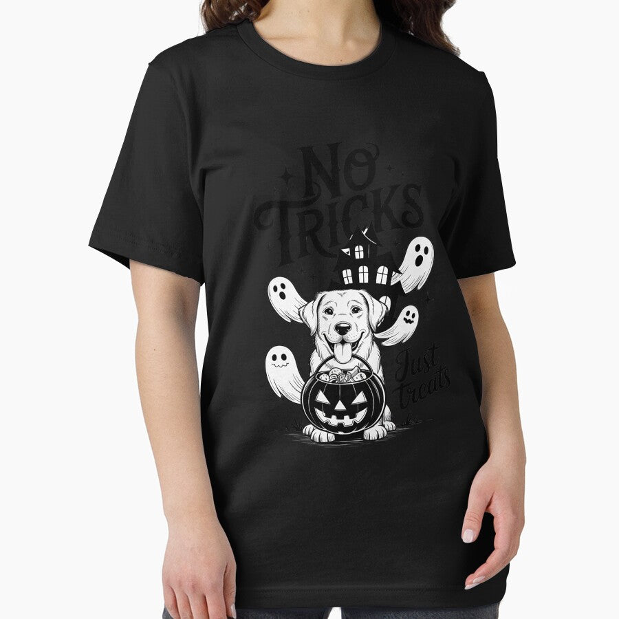 No Tricks Just Treats Ghost Dog Halloween by genkihikki