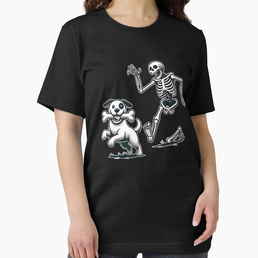 Skeleton Chasing Dog Halloween by Cutefy