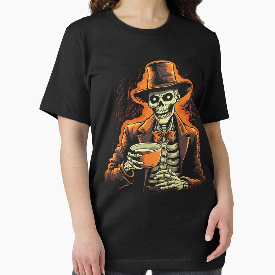 Skeleton holding coffee cup -  Skeleton Coffee Drinker by JansenGS