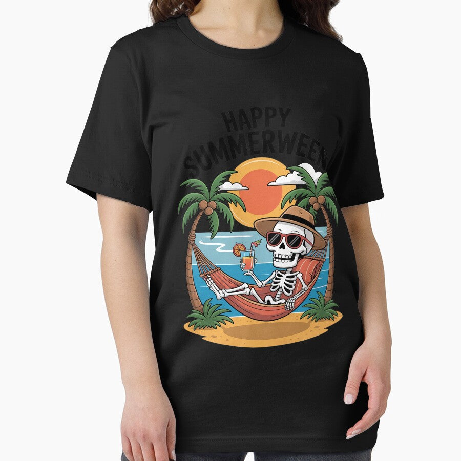 Happy Summerween Skeleton in Hammock by Jadiantukora