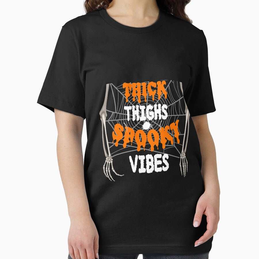 Thick Thighs And Spooky Vibes Halloween, Funny Halloween Shirt, 2021 Halloween,Spooky Vibes Shirt,Funny Spooky Vibes Shirt by MoradovT-shirt