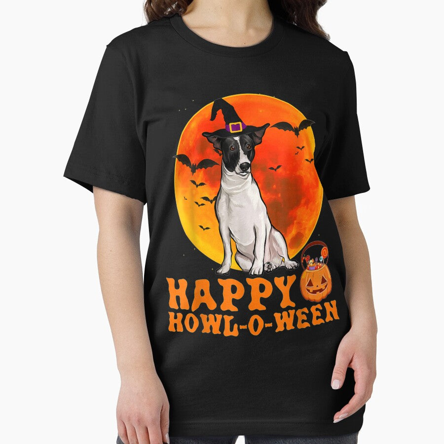 Funny Rat Terrier Dog Halloween Happy Howl-O-Ween by JWArtStudio